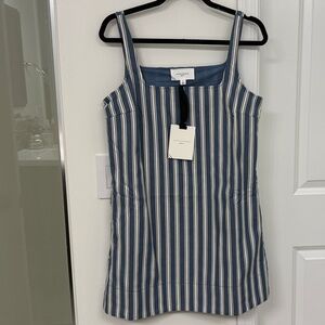 Pomander Place Blue and White Striped Sleeveless Dress
